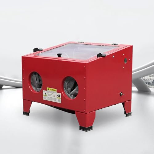Tisch-Sandstrahlkabine, Sandstrahlkabine, 90 L Großes Volumen, Mit Düsen in 4 Spezifikationen, LED-Beleuchtung, Eingebaute Hohlwand