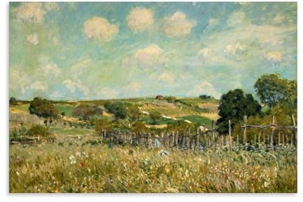 YYUEQIL Alfred Sisley Kunstdruck-Poster, Motiv: Die Wiese, coole Kunstwerke, Gemälde, Wandkunst, Leinwanddrucke, hängendes Bild, Heimdekoration, Geschenkidee, ungerahmt, 40 x 60 cm