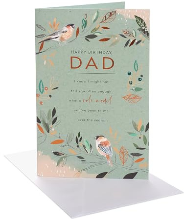UK Greetings Birthday Card for Dad | Birds & Branches Design With Envelope | Happy Birthday Gifts | Greeting Card | Him/Boys/Men | 155 x 235 mm