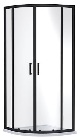 Balterley Quadrant Shower Enclosure, 6mm Toughened Safety Shower Glass Cubicle Door, Bar Handle Sliding Glass Door, Enclosures for Showers, Enclosures & Cubicles - 880 x 880 x 1900mm (Matt Black)