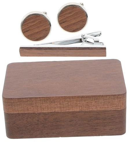 MAGICLULU Boîte Carrée En Noyer Organiseur En Bois Étui De Voyage Pour Pinces À Cravate Avec Support Pour Pince