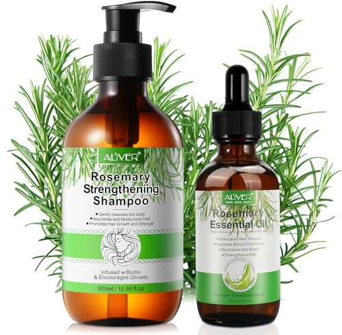 Rosmarin Shampoo w/Rosmarinöl Haare für Haarwachstum, Rosemary Oil for Hair, Veganes Rosmarinöl gegen Haarausfall, Stimuliert das Haarwachstum, Anti Haarausfall Rosemary Shampoo für Frauen und Männer