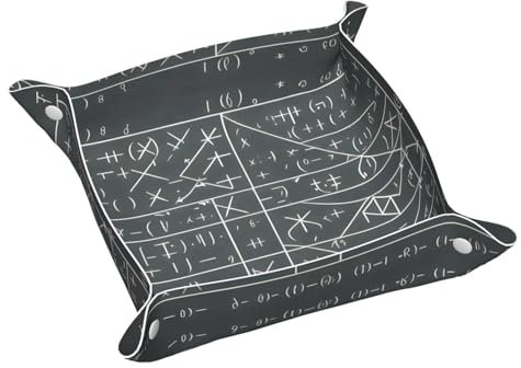 WZYWHJ Leder-Ablagetablett für Nachttisch, Schreibtisch, Schminktisch und mehr, leicht zu reinigen, kleine Mathematik-Geometrie, Geek-Calculus-Muster