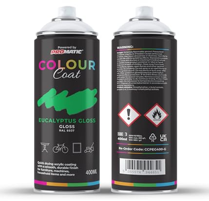 Colour Coat Pro-Matic Eucalyptus Pure Green Gloss RAL 6037 Aerosol Spray Paint 400ml (1)