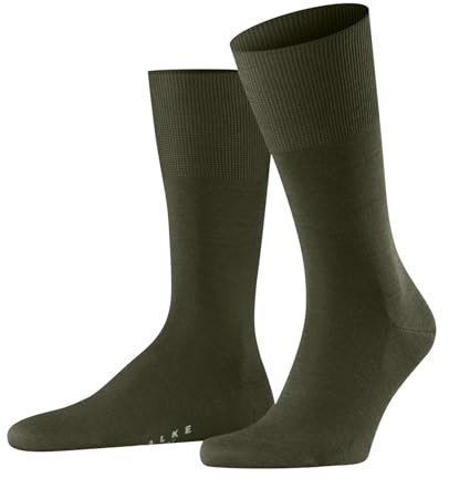 FALKE Herren Socken Airport M So Wolle Baumwolle einfarbig 1 Paar, Grün Grass 7431, 45-46