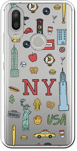 Personalaizer Funda Compatible BQ Aquaris X2- X2 Pro - Diseño Patrón Urbano Ciudad New York USA - Carcasa Silicona TPU Flexible Transparente