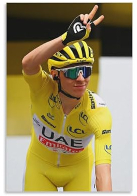 GARMERS Tadej Pogacar in The Yellow Jersey Leinwand-Poster, Druck für Zuhause, Büro, Klassenzimmer usw., Wanddekoration, 20 x 30 cm, ungerahmter Stil