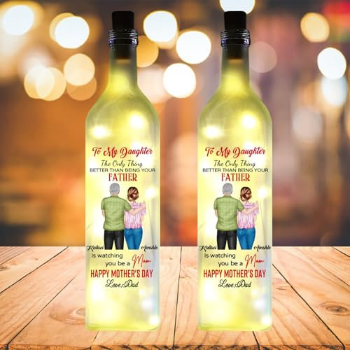 Personalized Womens Bottle Light, Custom Name Wine Bottle Lamp with Cork for Daughter, Home Decoration Lights, Mother's Day Birthday Daughter Gift from Mom Mum Dad Daddy Papa (Mother's Day 2)