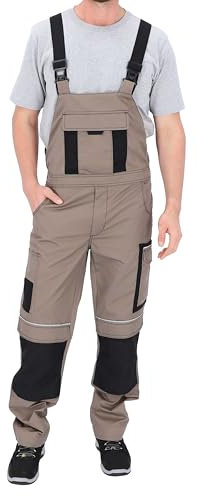 ELIWORX Latzhose Herren mit Stretch – Lange Arbeitshose für Männer mit Werkzeugtaschen – Robuste Arbeitskleidung für Handwerk, Bau & Heimwerker – bequem & strapazierfähig - Beige - 64