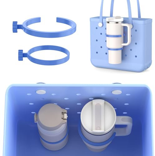 OUTXE 2 Pack Cup Holder for Bogg Bag, Fits 16-30oz Stanley, Insert Drink Holder Attachment Compatible with All Bogg Bags & Simply Southern Beach Tote Bag (30oz-Blue)