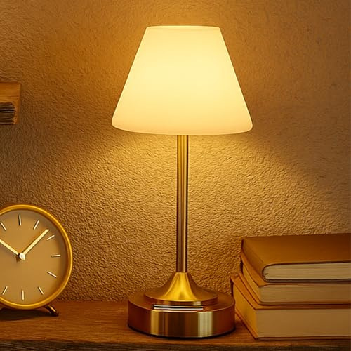 OUTON Kabellose LED Akku Tischlampe, 4000mAh USB-C-Aufladbar, 3 Farbtemperaturen (3000K-6000K), Touch-Dimmbar Tischleuchte, IP54 Wasserdicht, 53h Laufzeit für Bad, Küche, Outdoor