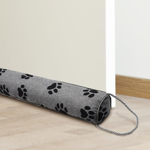 JNUYISW Zugluftstopper, 91cm Hundetapf Gewichtet Luftzugstopper für Türen Geräusch Isolierung Kälteschutz Luftstopper mit Hängenden Schlaufen Tier Dekorative Windstopper für Tür, Fenster