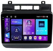 Radio para Coche Android 15 de 9 Pulgadas con Pantalla táctil 2 DIN para VW Touareg FL NF (2010-2018) con cámara de visión Trasera, Carplay, Bluetooth, FM RDS, GPS, SWC, WiFi 4G y Sistema de