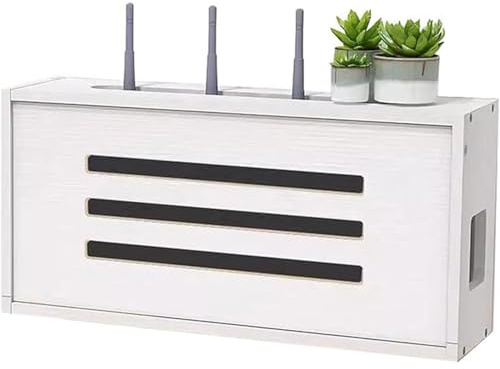 BLUEZY Cache Box Internet, Cache Fil TV Mural Etagere Rangement Murale, Etagere Murale Ranger La Box Et Le Routeur TV, Etagere pour Decodeur Cache par Faitement Le Boitier TV, Modem C