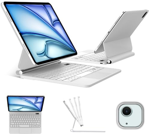 FOGARI Magic Keyboard para iPad Air 11 M4/M3/M2 2026/2025/2024 | Español Ñ Teclado Bluetooth con Touchpad para iPad Air 11 Pulgadas M4/M3/M2 2026/2025/2024, Blanco