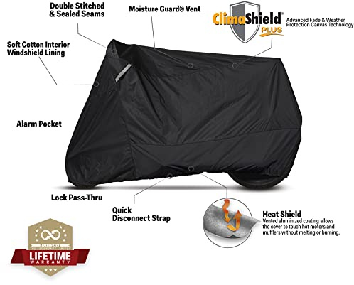 Guardian by Dowco 51223-00 WeatherAll Plus Indoor/Outdoor Waterproof Motorcycle Cover: Black, Cruiser