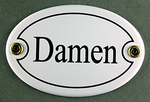 Buddel Bini Schild Emaille Türschild Damen, Klo Toiletten WC, weiß