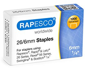 Rapesco S11661Z3 Typ 26/6 mm (No.56) Verzinkte Heftklammern, 1000 Stück
