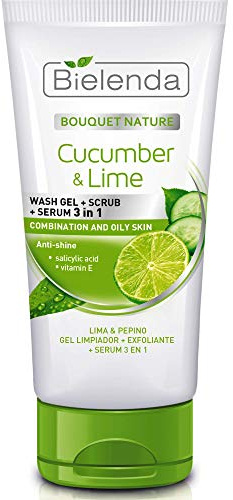 Bielenda BOUQUET NATURE - Replaces 3 Products In Achieving Perfectly Clean And Smooth Skin Of The Face And The Whole Body - Cucumber And Lime Gel+Scrub+Serum 3In1-150 g