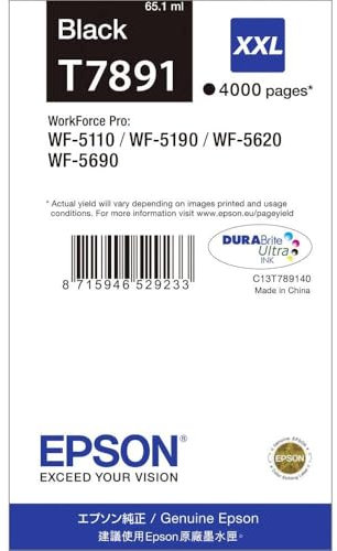 Epson Original T7891 Tinte, Singlepack schwarz, Extra hohe Kapazität