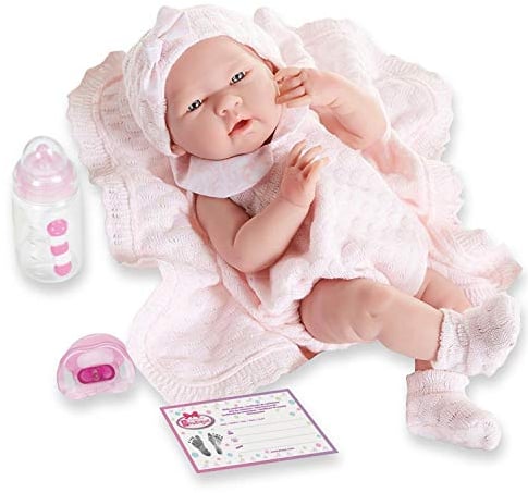 Realistische Babypuppe von Berenguer mit Strickkleid und Decke; ca. 38,1 cm (15 Zoll)