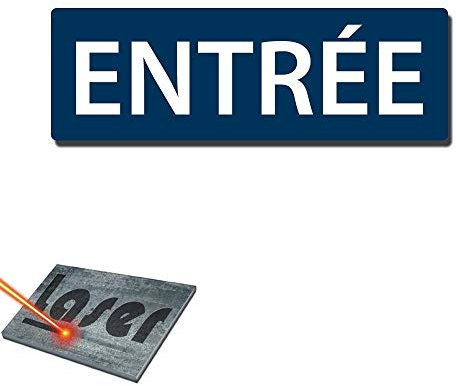 Plaque gravée autocollante 30x10 Entrée fond bleu