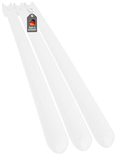 Lantelme 3 Stück Schuhanzieher 65cm Farbe weiß mit Farbauswahl Kunststoff Schuhlöffel Xl Lang und stabil Schuhanziehhilfe (Weiß)