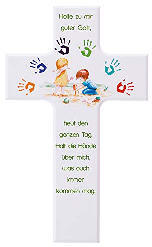 Fritz Cox - Kinder- Holzkreuz: 'Gott beschütze Mich' (weiß, 15 cm)