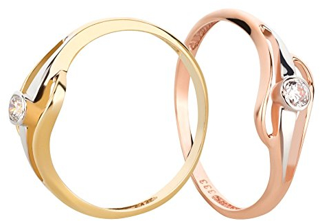 Ardeo Aurum Damenring aus 333 Gold bicolor Weißgold Rosegold mit Zirkonia im Brillant-Schliff Verlobungsring Solitär
