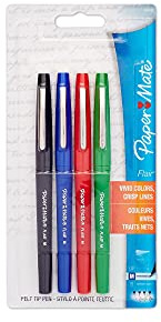 Paper Mate® Flair® Porous-Point Pens, Medium Point, 1.0 mm, Assorted Ink Colors, Pack Of 4 Pens