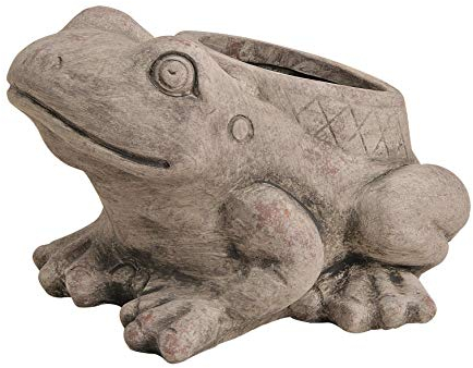 Blumenübertopf Frosch Übertopf aus Ton grau