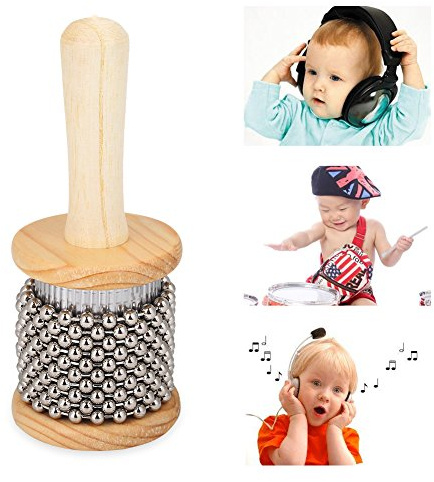 Tbest Cabasa Percusión Instrumento, Cabasa Niños Pequeña de Madera Mini Cabasa Percusión de Mano Instrumento Musical de Percusión Infantil Estudiante