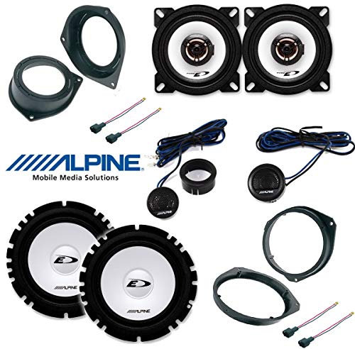 Kit 6 Casse Per Fiat Panda dal 2012 terza serie Qualità Con Adattatori E Supporti Altoparlanti Alpine anteriore e posteriore Completo
