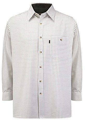 WALKER AND HAWKES - Men's Green 100% Single Brushed Cotton Brocton Durable Country Shirt - Green - Large (42'')