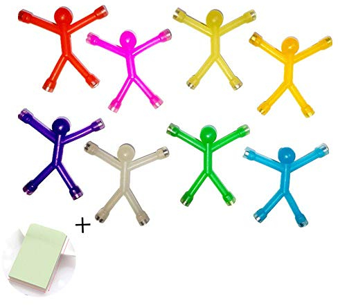 Refrigerator Magnets, 8 Pcs Novelty Mini Man Flexible Fridge Magnets, Cute Rubber Magnet Men Refrigerator Magnets + 100 Sheets/Pad Post-it Notes