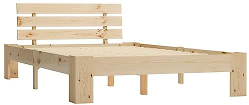 vidaXL Kiefernholz Massiv Bettgestell Holzbett Futonbett Doppelbett Massivholz Bett Bettrahmen Lattenrost Schlafzimmerbett 140x200cm