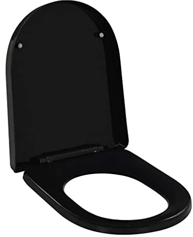 vidaXL Toilettensitz mit Absenkautomatik Quick-Release-Design Toilettendeckel WC Sitz Deckel Klodeckel Toilettenbrille Klobrille 45x35cm Schwarz