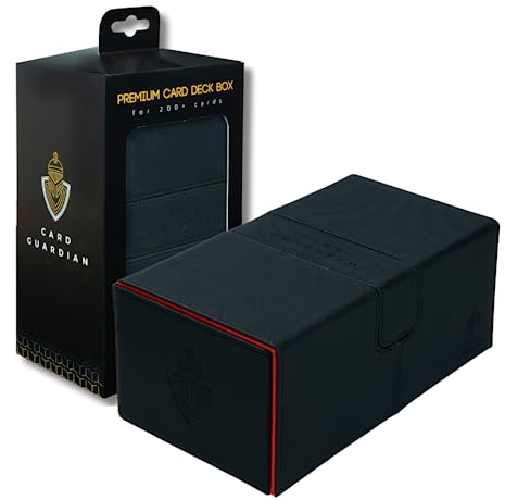 Card Guardian - Premium Double Deck Box for 200+ Cards Trading Card Games TCG (Black)