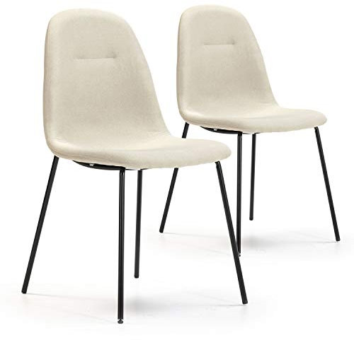 VS Venta-stock Pack 2 chaises Salle à Manger Brenda tapissées Beige, certifiée par la SGS, 44 cm (Largeur) x 54 cm (Profondeur) x 85 cm (Hauteur)