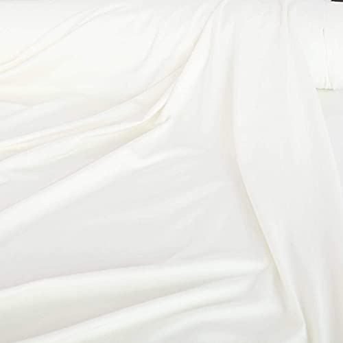 TOLKO Baumwolljersey Jersey Stoff Meterware | Damen Shirt Kleid Rock Hochzeit Jersey Bettwäsche Kinder | Weich elastisch | 160cm breit uni Baumwollstoff Stoffe zum Nähen (Creme Weiß)