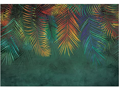 WallArena - Vlies Fototapete Blattmuster 368x254 cm - Fototapeten - Tapeten - für Wohnzimmer Schlafzimmer - Vliestapete Wandtapete Tapete 3D Effekt- inkl. Kleister - Botanisch