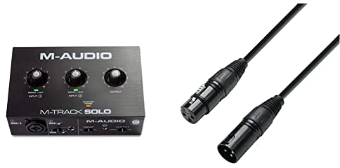 M-Audio M-Track Solo – USB Audio Interface für Aufnahmen, Streaming und Podcasting & Adam Hall Cables K3DMF0150 DMX Kabel XLR male auf XLR female 1,5m