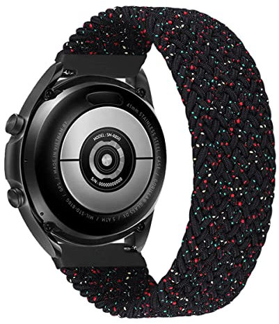 MroTech Cinturino 20 mm Intrecciato Compatibile con Samsung Galaxy Watch Active/Active 2/Galaxy Watch 3 41mm/Galaxy Watch 4/Galaxy Watch 5 Bracciale Bip/GTS/GTR 42mm Braided Solo Loop-Stella Nera/S