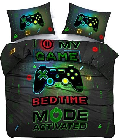 Lions Gaming Bedding Single - Multi Color Printed Boys Single Duvet Cover Set with Matching Pillowcase, 2 Piece Reversible Quilt Covers, Gamer Bedroom For Boys, 137x200cm