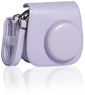 HIUOUIH Pochette Appareil Photo Instantané Sac pour Instax Mini 11 Housse Fujifilm PU Cuir Caméra Voyage Camera Cover Case de Portable Compact avec Bandoulière Amovible, Violet