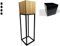FLEXISTYLE Pflanzenständer LOFT FIORINO Metall Eiche Holz Lamelle Blumenständer Schwarz Blumentopf mit Beinen Hohe Blumentöpfe Loft Style viele Dimensionen Made in EU (22x22x80cm)