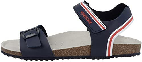 Geox J Ghita Boy Sandal, Blue/RED/White, 33 EU