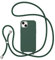 ZTOFERA Crossbody Lanyard Case for iPhone 14 Plus (6.7), Liquid Silicone Protective Phone Case with Adjustable Strap Neck Cord Necklace Girls Women Soft Cover for iPhone 14 Plus, Dark Green
