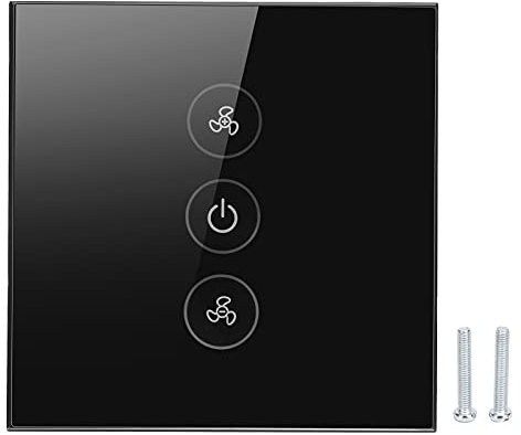 WiFi Fan Switch, Smart WiFi Dimmer Fan Switch, Control táctil del interruptor del ventilador inteligente, Temporizador inalámbrico Control de aplicación de voz para Tuya 110‑240V 50/60HZ(Negro)