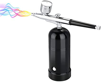 Joyeee aerographe, portatif rechargeable Haute précision Double Action compresseur réglable pour modélisme, gâteau, créations Artisanales, Tatouage, Maquillage, Peinture et manucure, Le noir